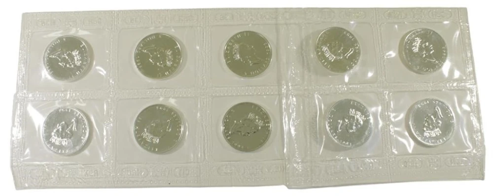 Sheet Of 10 1993 Silver Maple Leaf's