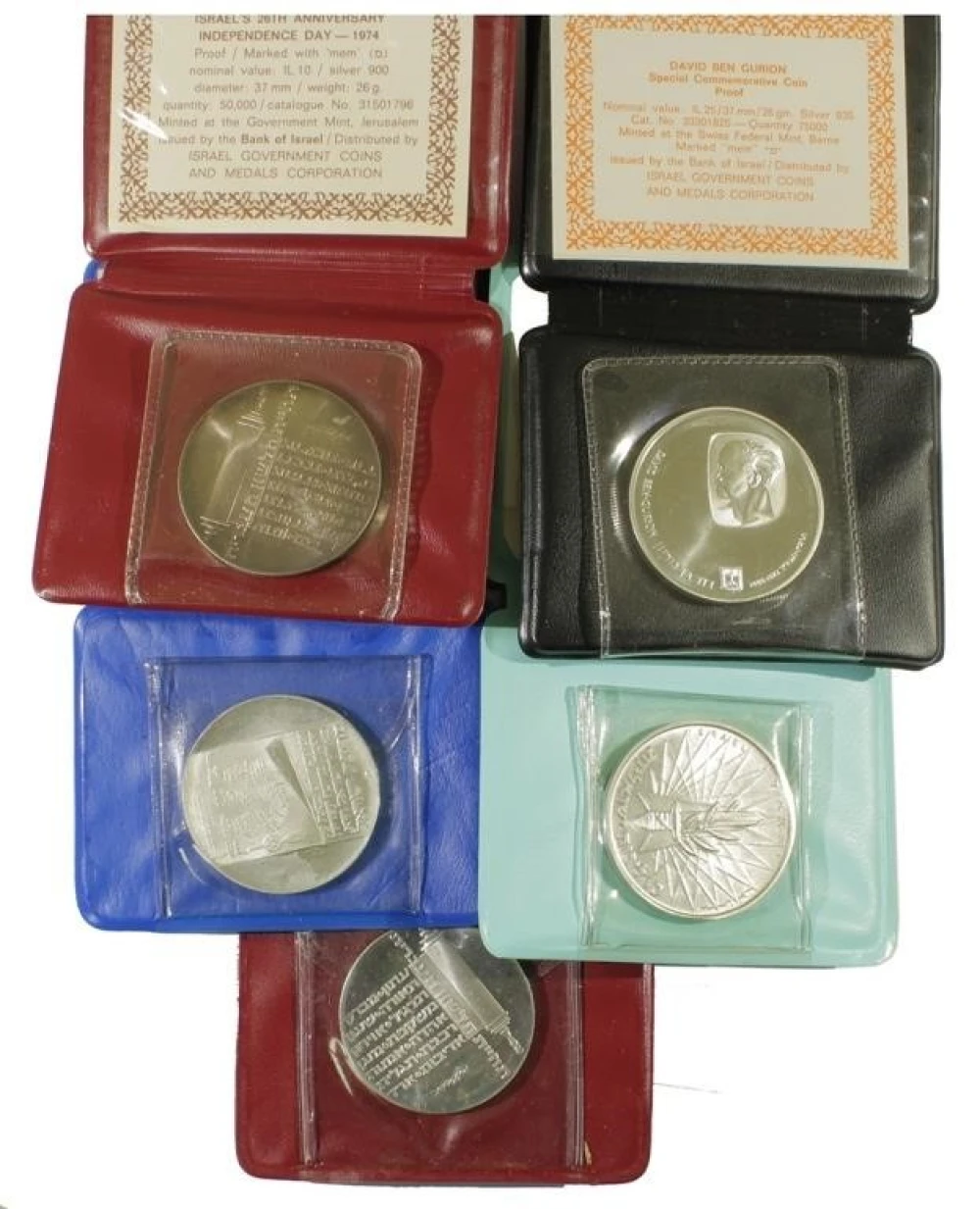 Israel. Five Silver Commemoratives
