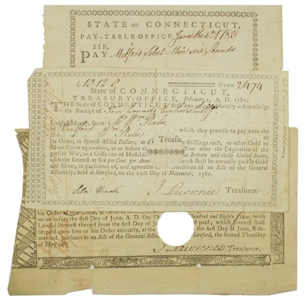 Connecticut. Trio of 1780s Pay Vouchers