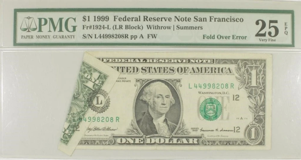 VF Series 1999 $1 Fold Over Error
