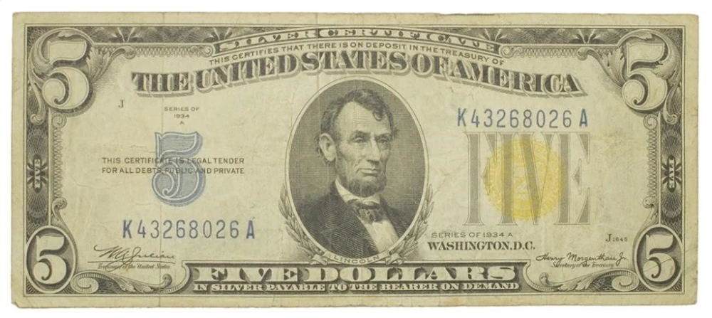 VF Series 1934-A $5