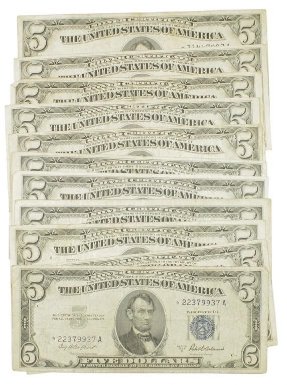 Group of $5 Silver Certificates