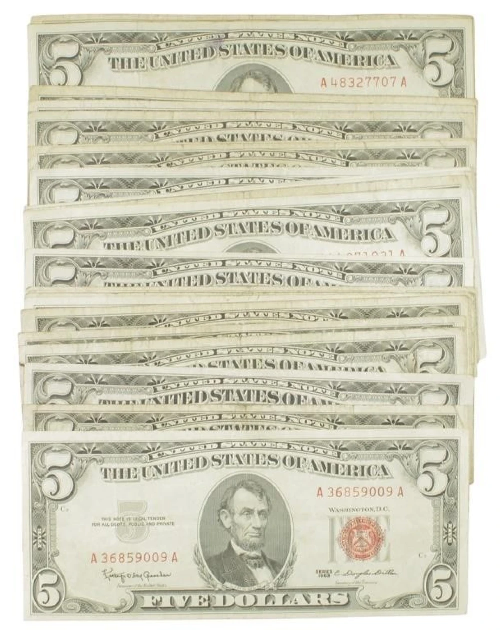 Over Three Dozen $5 U.S. Notes