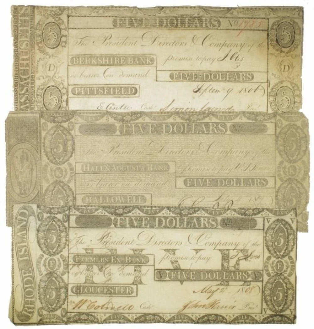 Massachusetts and Rhode Island Obsolete $5 Notes