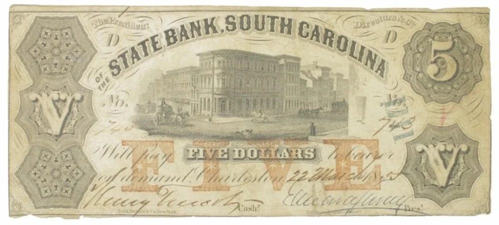 South Carolina. Charleston. 1855 $5 Note