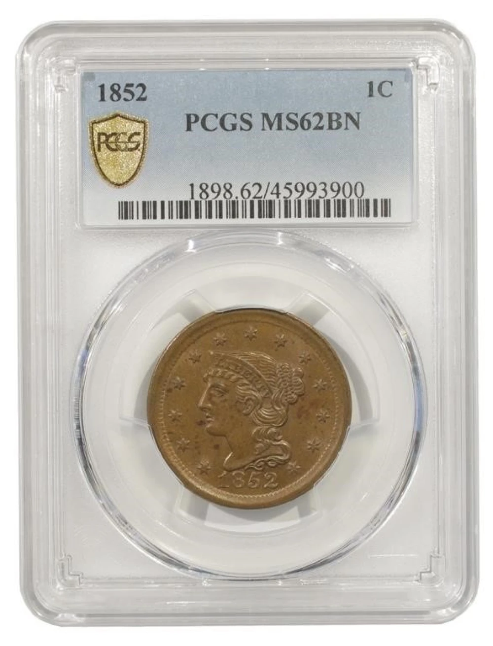 Select BN Unc 1852 Cent