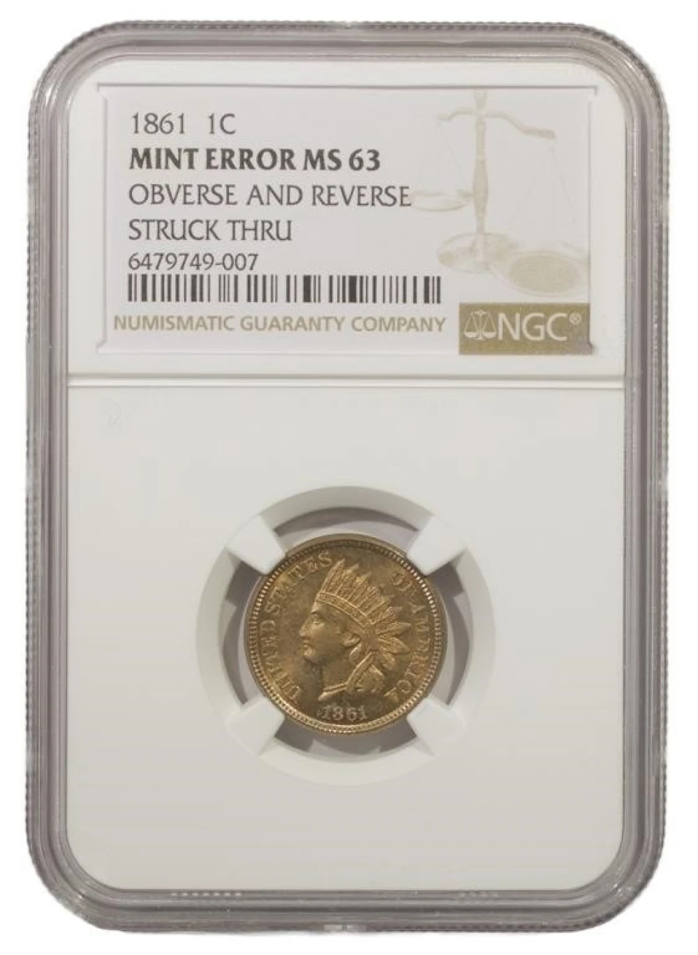 Choice Unc Mint Error 1861 Cent