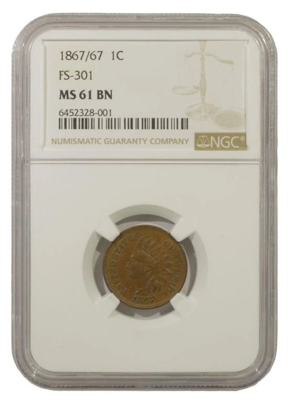 Mint State 1867/67 Indian Cent