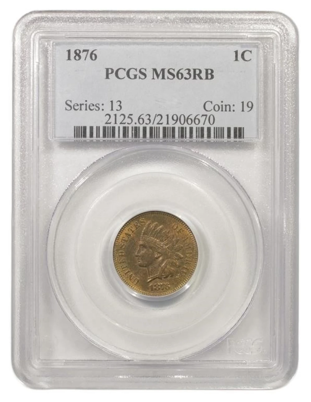 Choice RB Unc 1876 Indian Cent