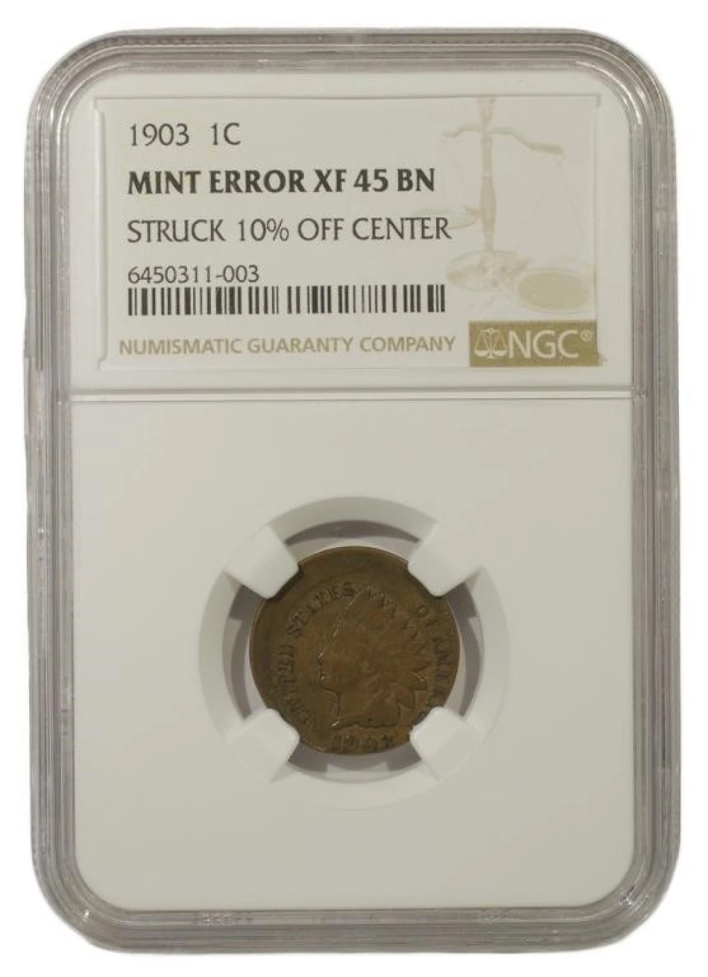 Choice EF Off-Center 1903 Cent