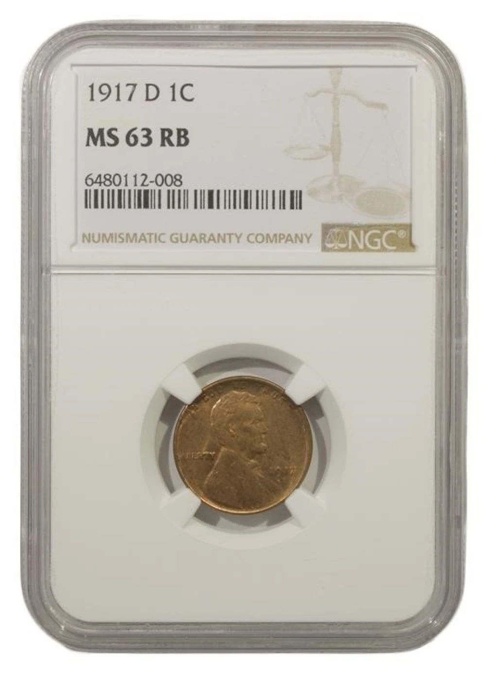 Choice RB Unc 1917-D Lincoln Cent