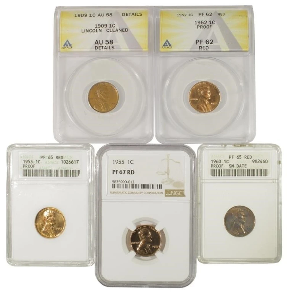Unc and Proof Lincoln Cent Quintet