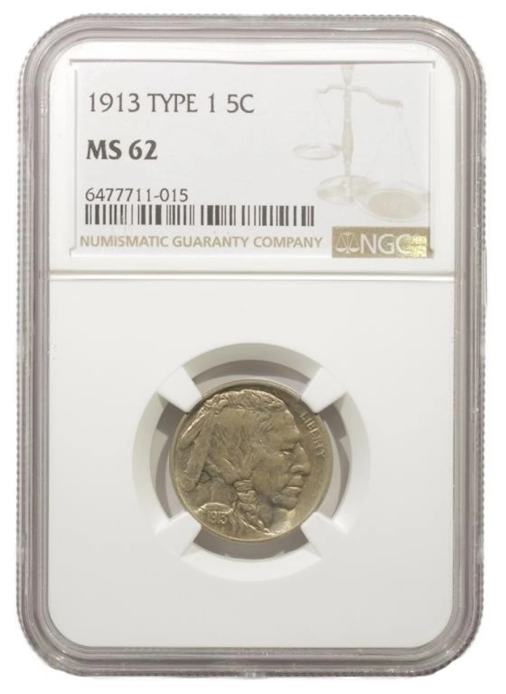 Select Mint State 1913 Type I Buffalo Nickel