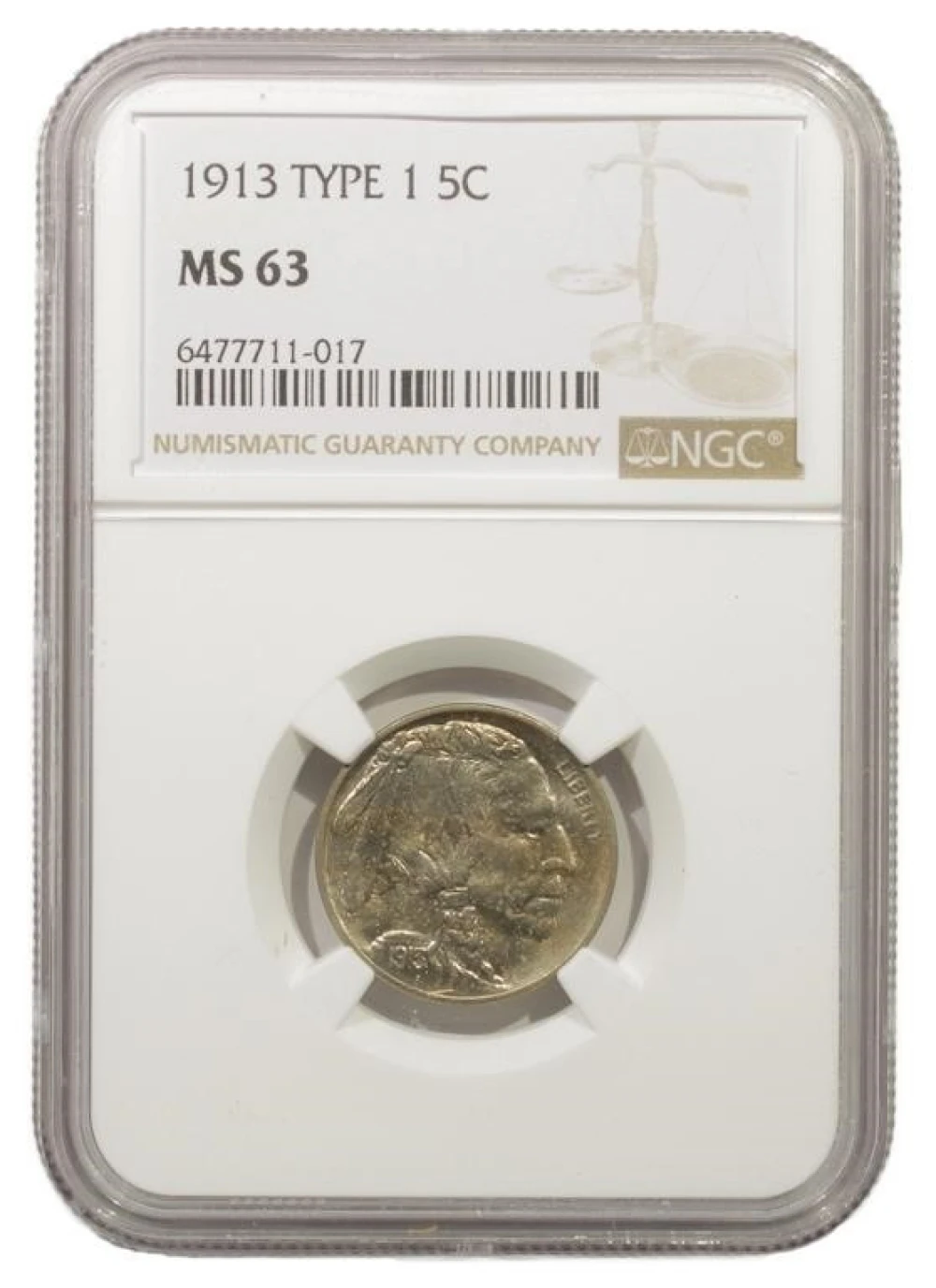 Choice Unc 1913 Type I Buffalo Nickel