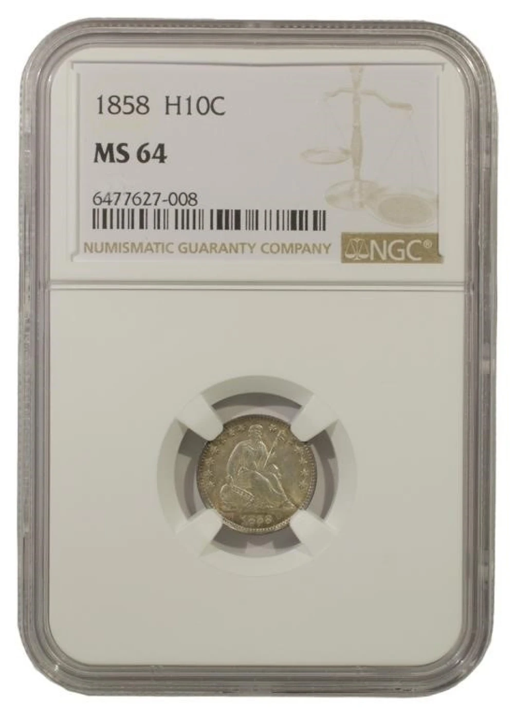 Very Choice Unc 1858 Half Dime