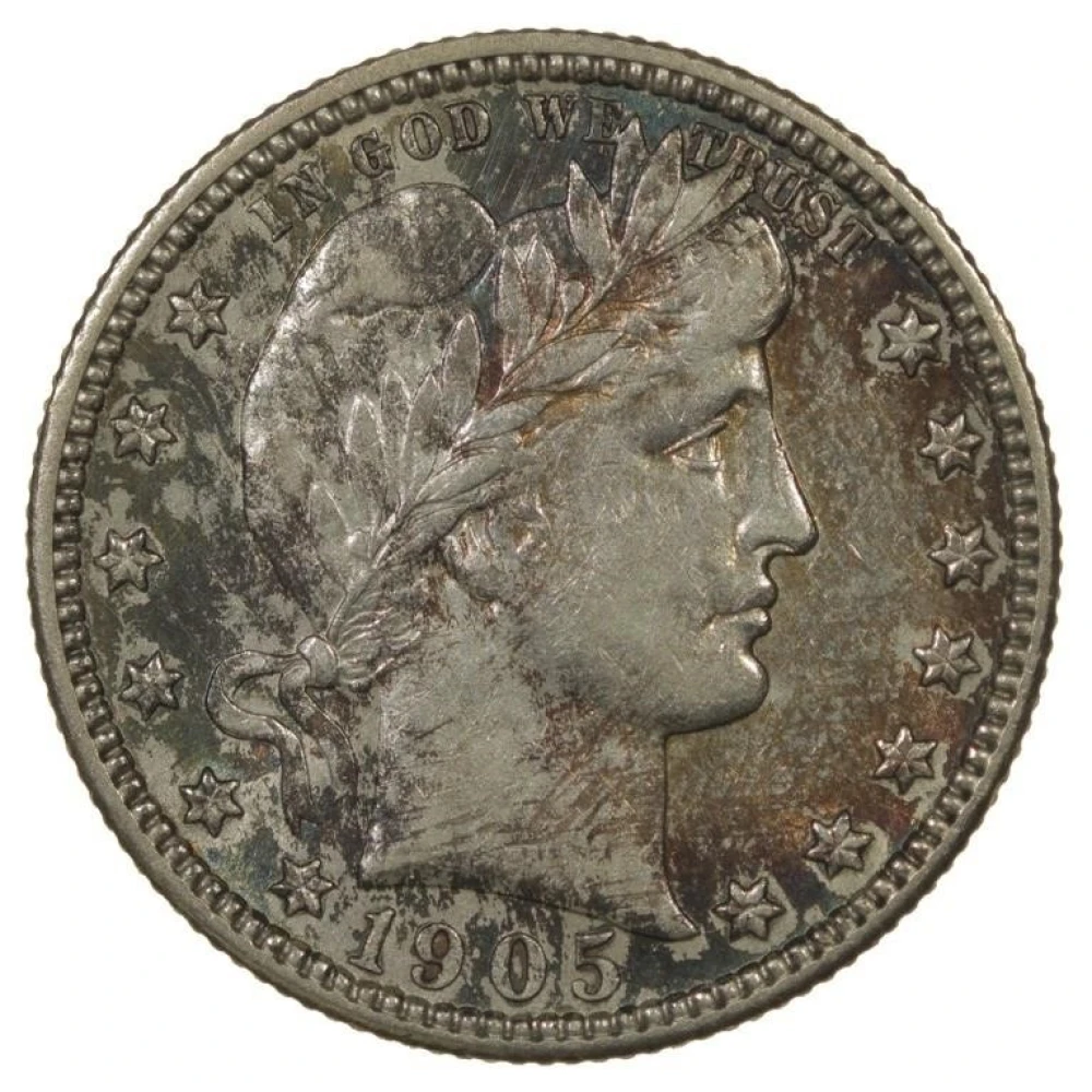 Toned Very Choice AU 1905-S Quarter