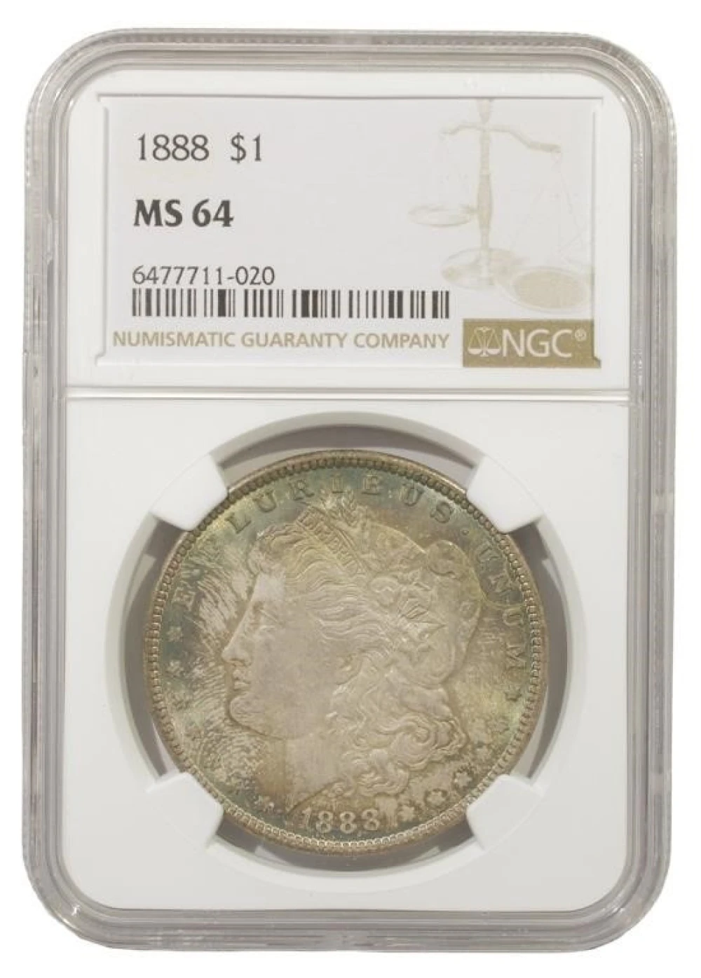 Toned Very Choice Unc 1888 Morgan Dollar