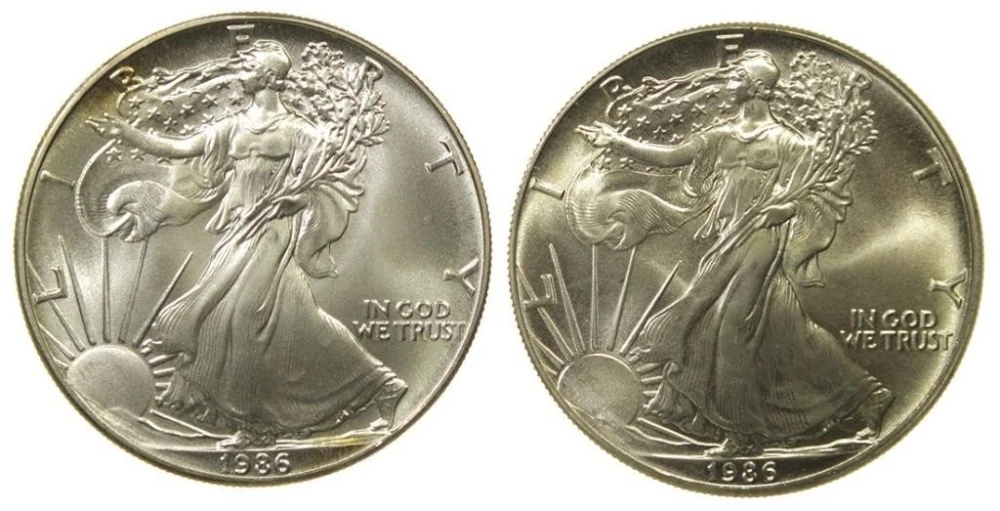 Gem Unc 1986 American Eagle Silver Dollar Pair