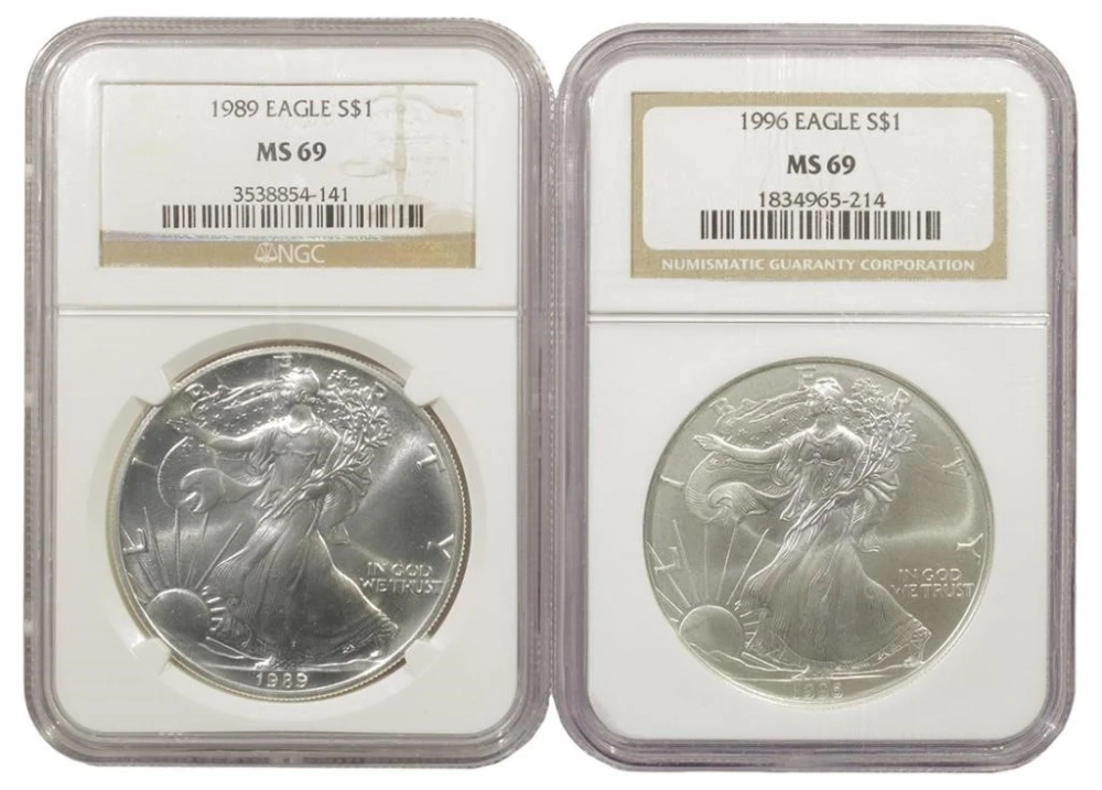 1989 and 1996 MS-69 Silver Eagles