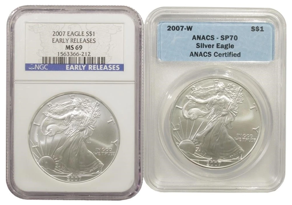 Pair of Different 2007 Silver Eagles