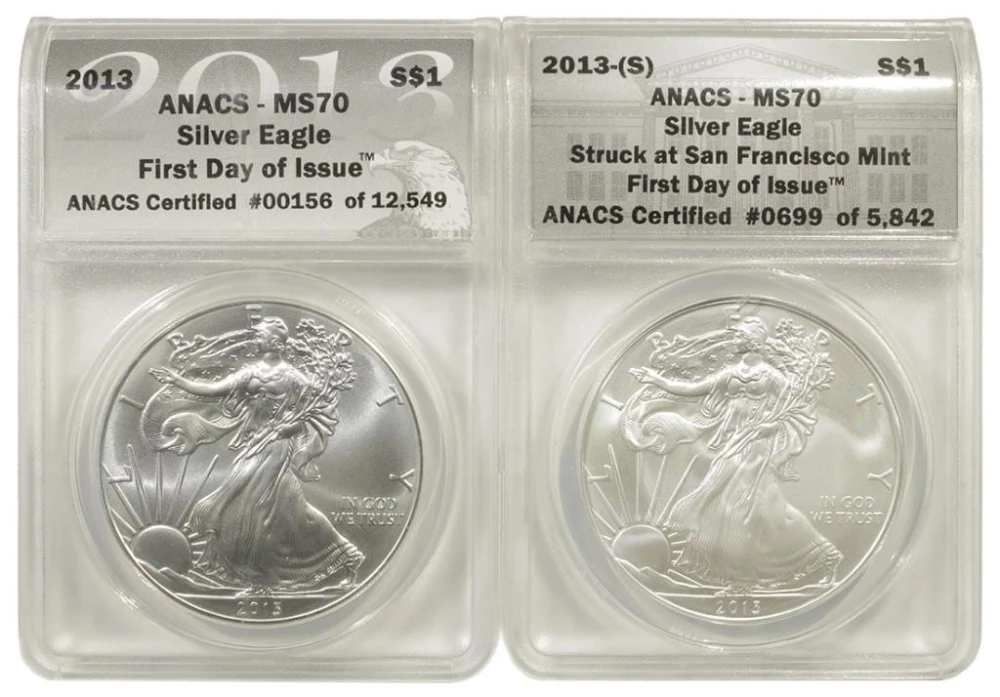 Pair of MS70 2013 Silver Eagles
