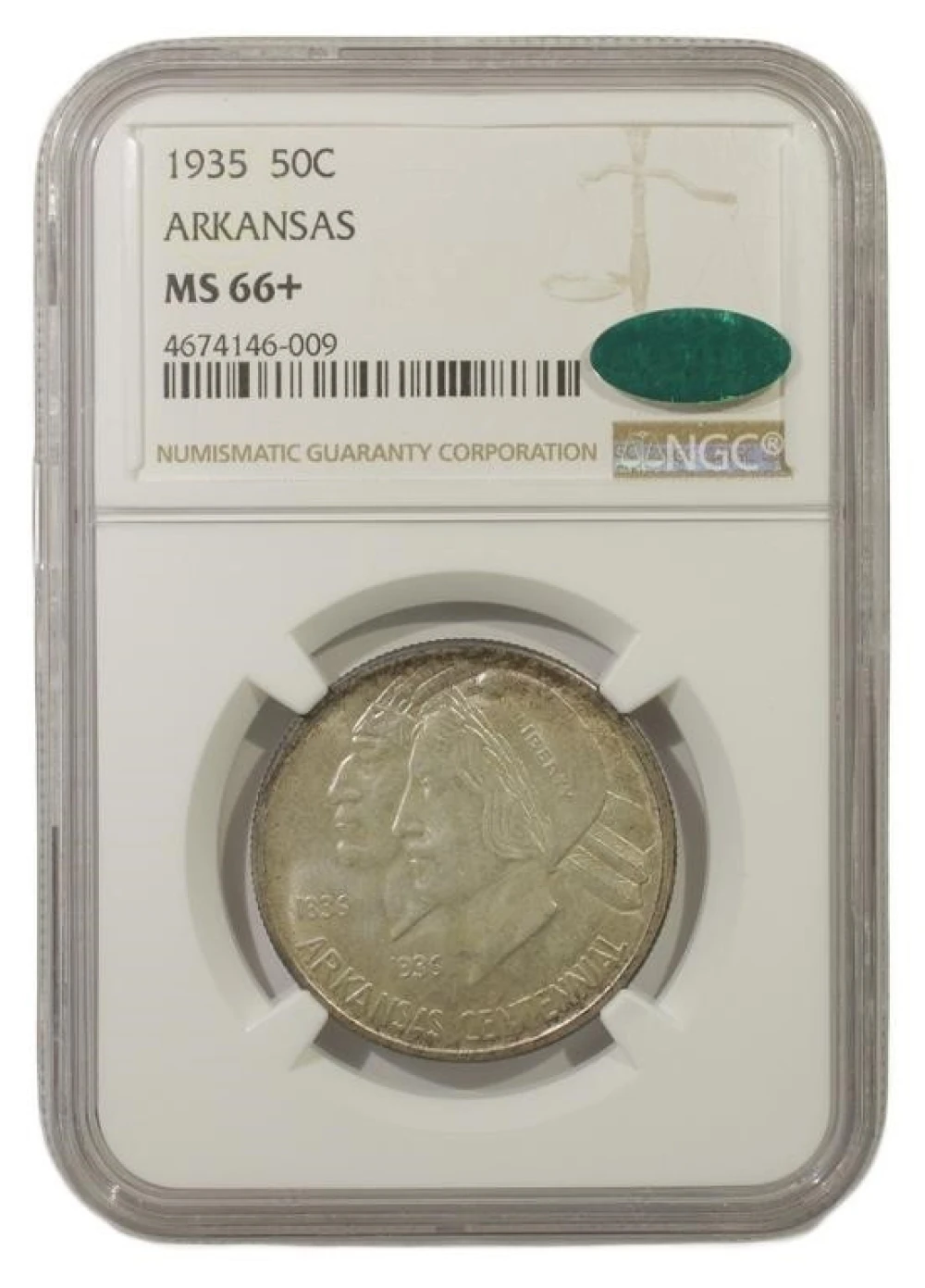 Splendid Gem+ Toned 1935 Arkansas Half Dollar
