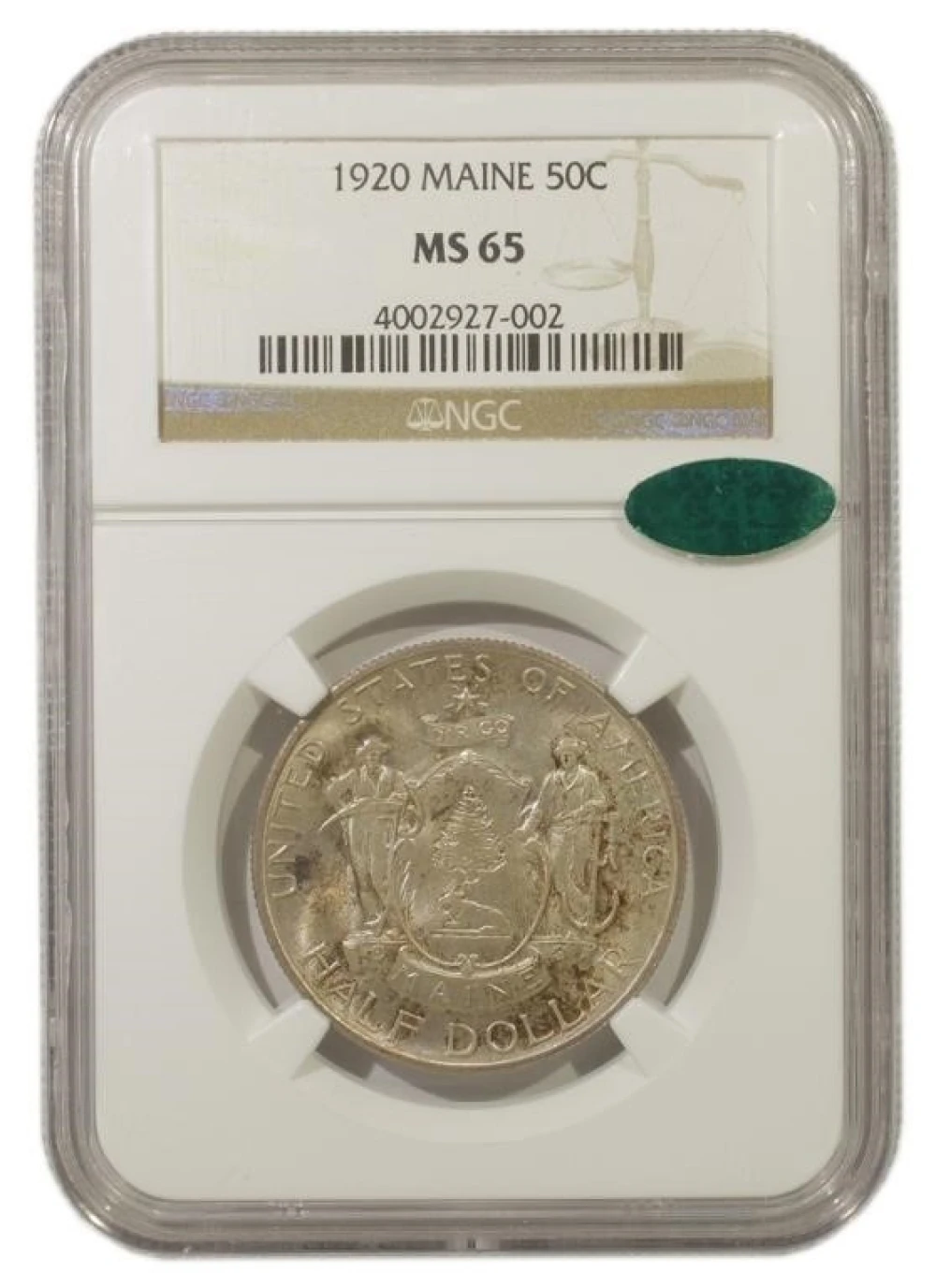 Gem Toned Unc 1920 Maine Half Dollar