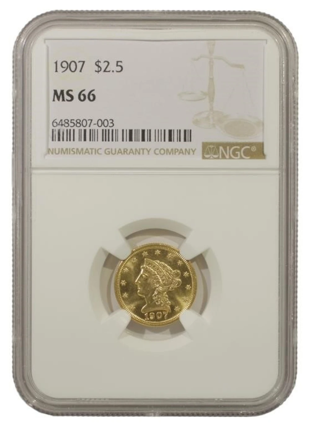 Premium Gem Unc 1907 $2.50 Gold Liberty