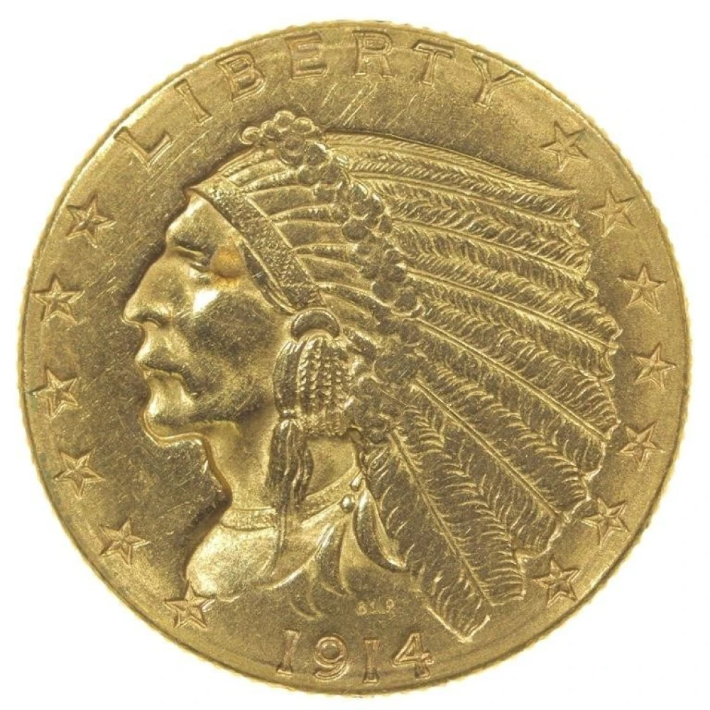 AU Details 1914-D Quarter Eagle