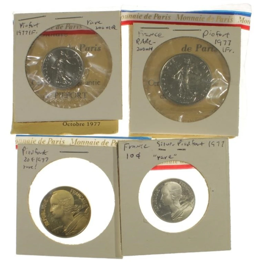 France. Four 1977-Dated Piedfort Pieces