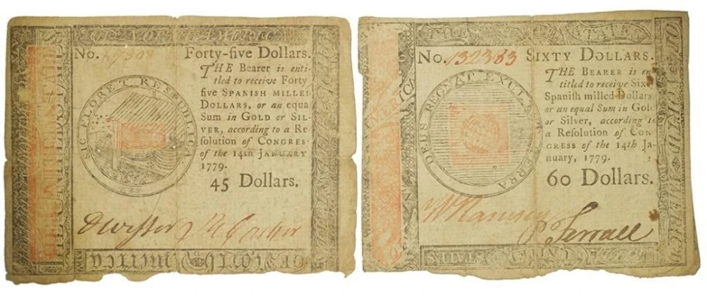 Colonial. Pair of Fine-VF Continental Notes