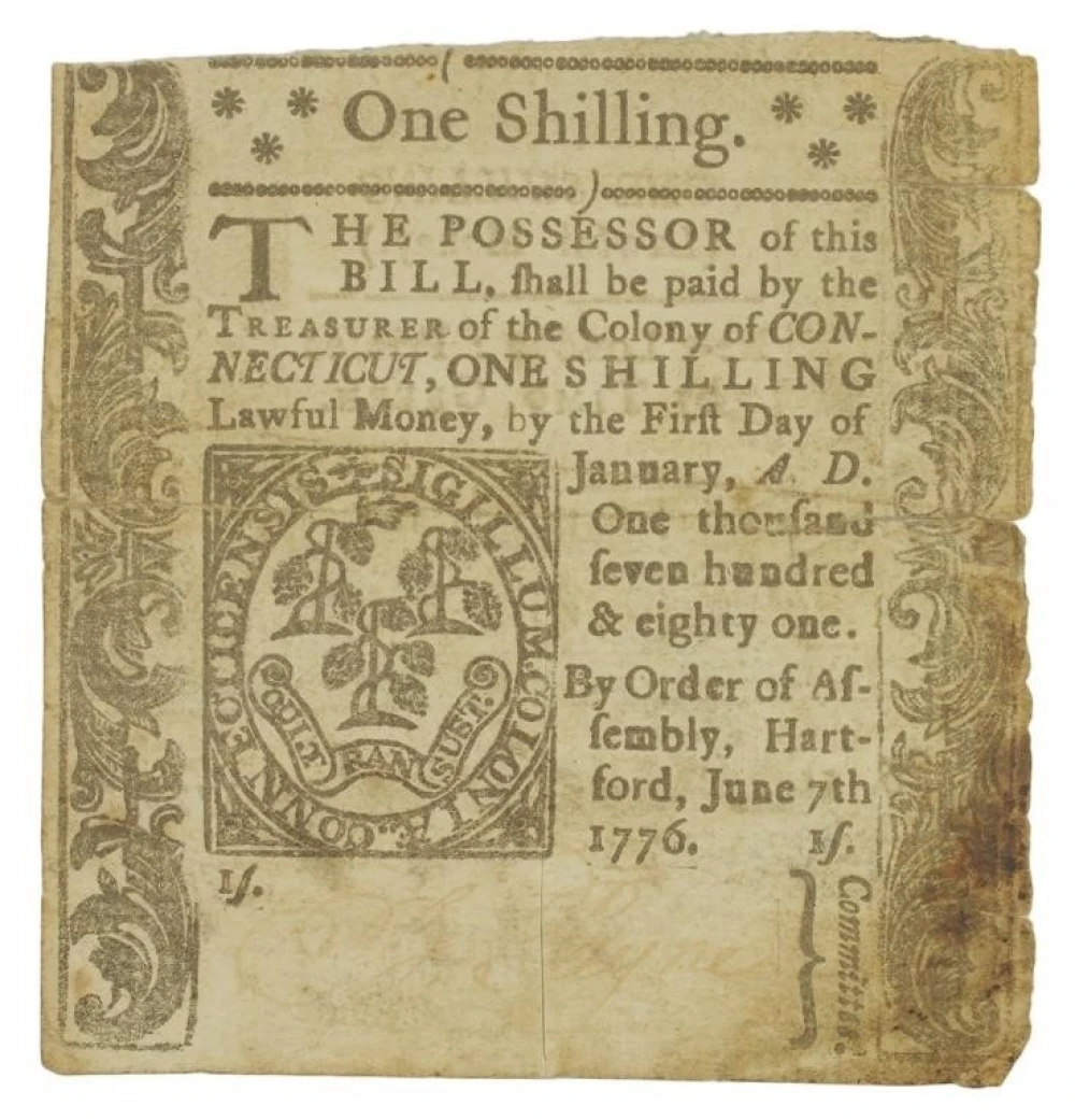 Connecticut. 1776 One Shilling Note