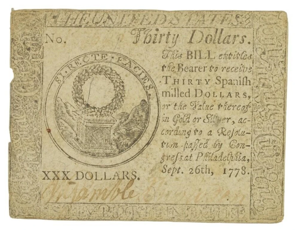 Pennsylvania. 1778 $30 Note