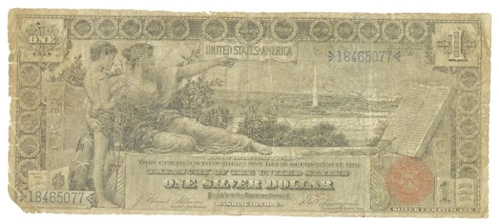 Well-Worn 1896 Educational $1 Note