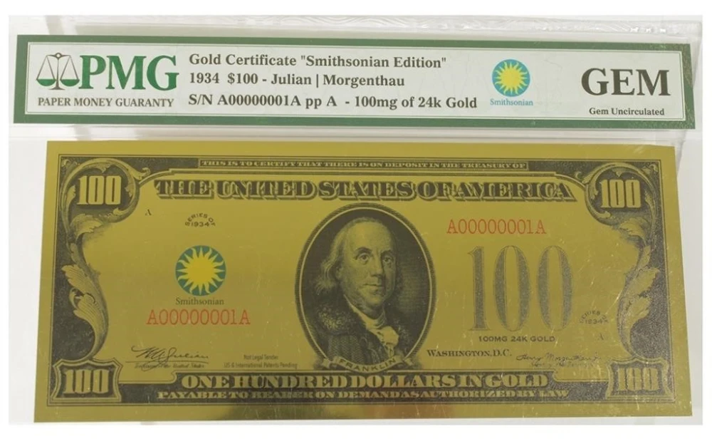 Gem Smithsonian Edition $100 Gold Certificate