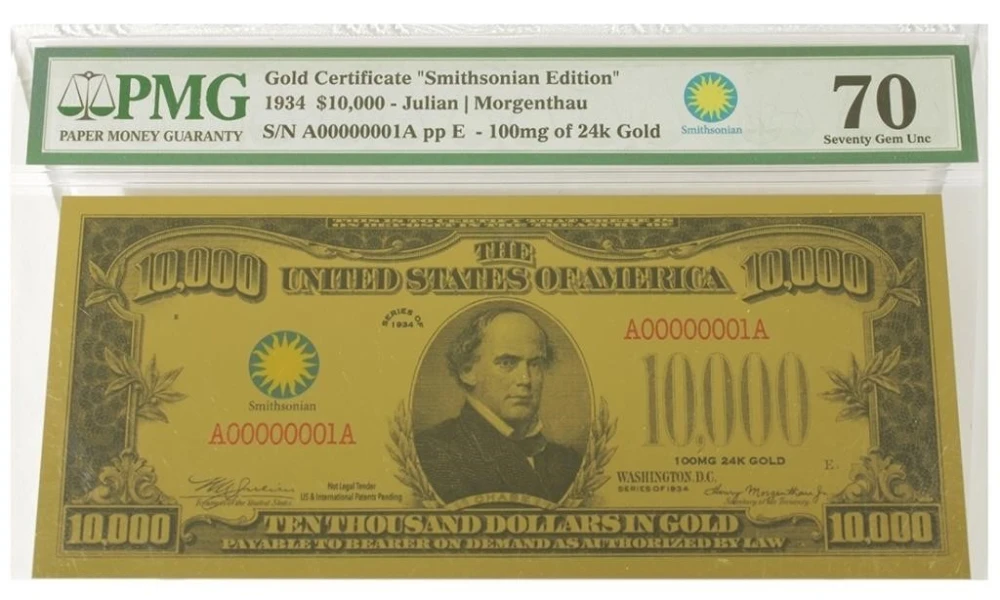 Gem Smithsonian Edition $10,000 Gold Certificate
