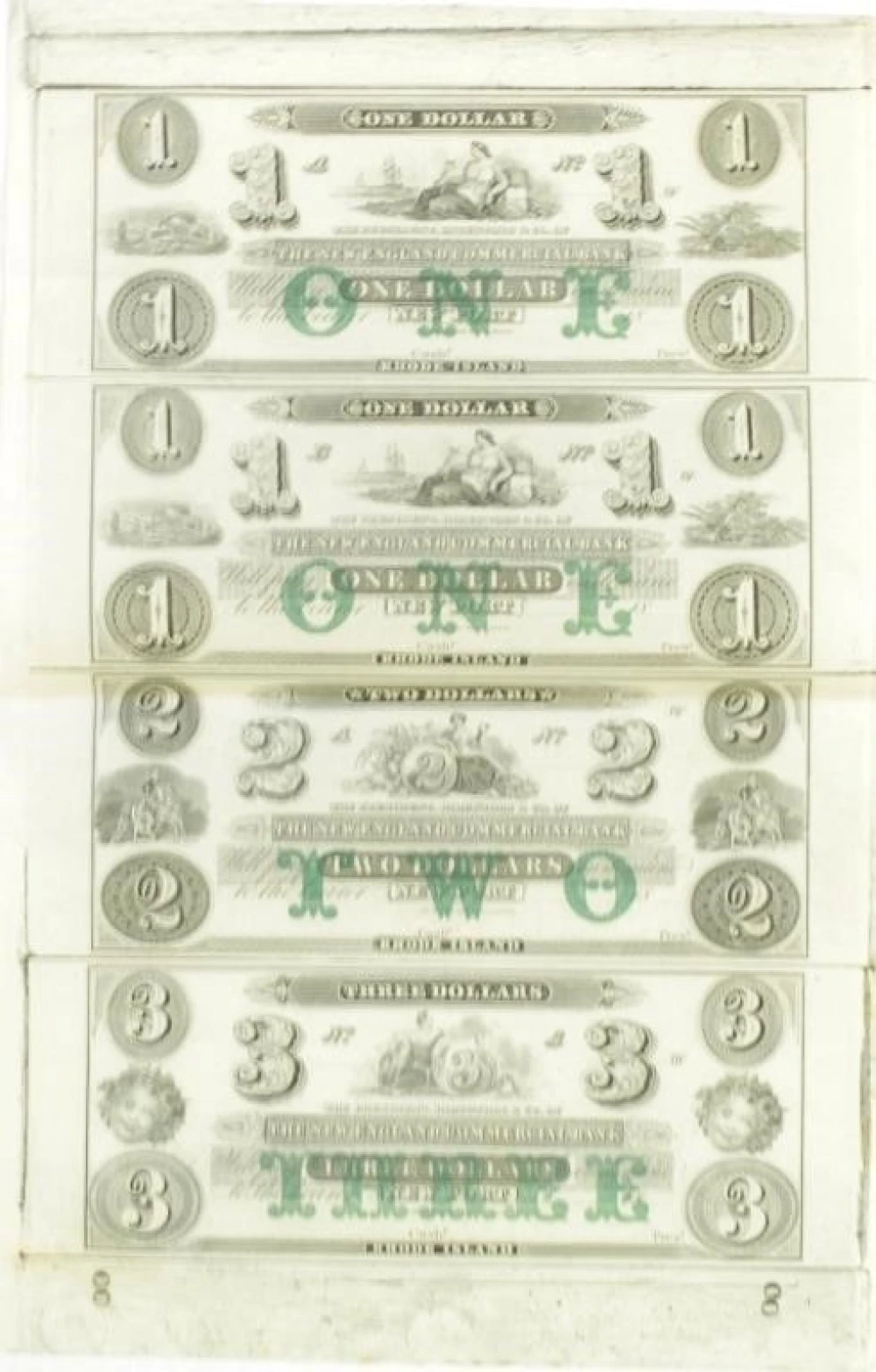 Rhode Island. Newport. Four Note Remainder Sheet