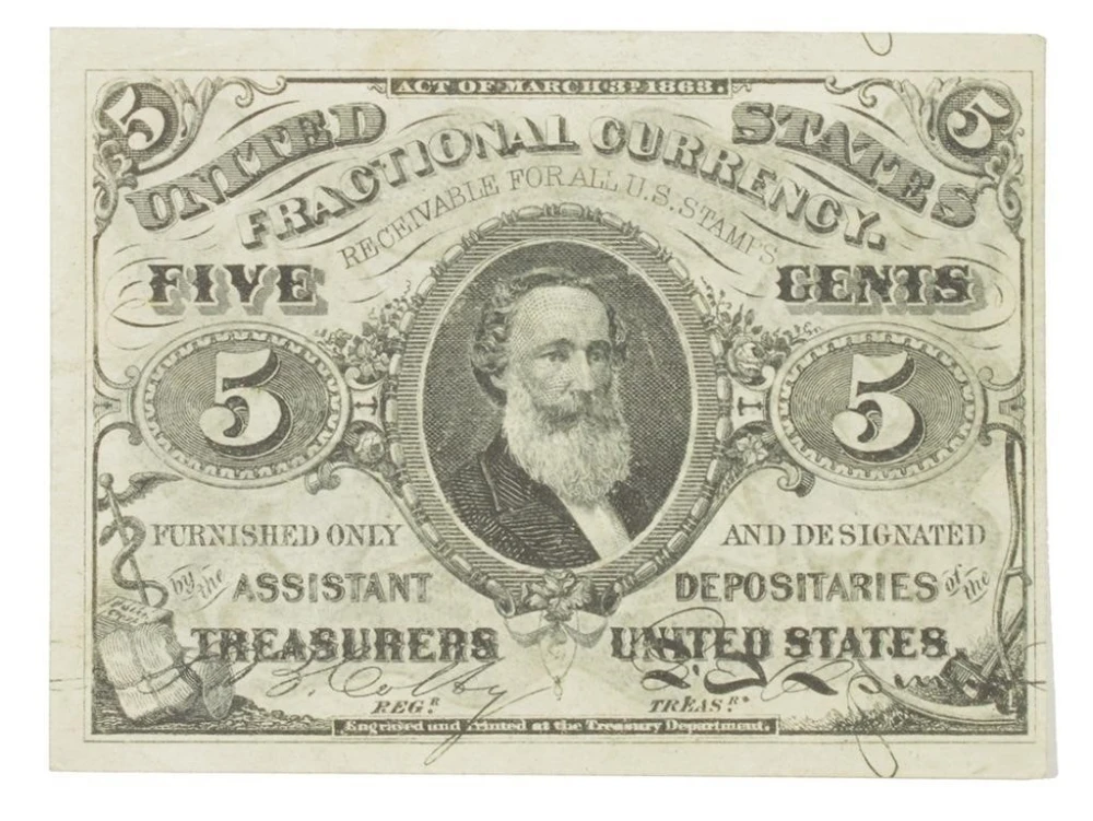 Fractional Currency. AU Five-Cents