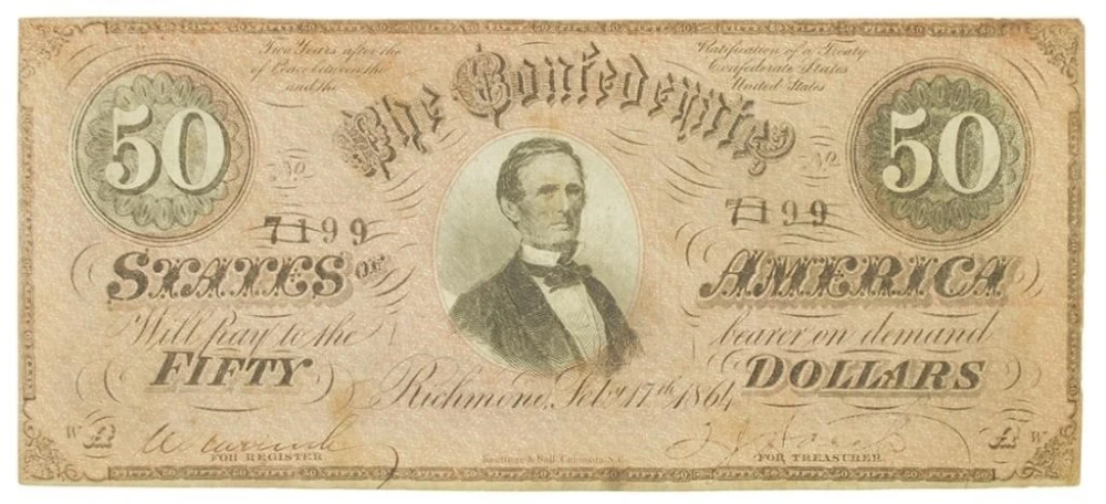 Confederate States. 1864 $50 Note