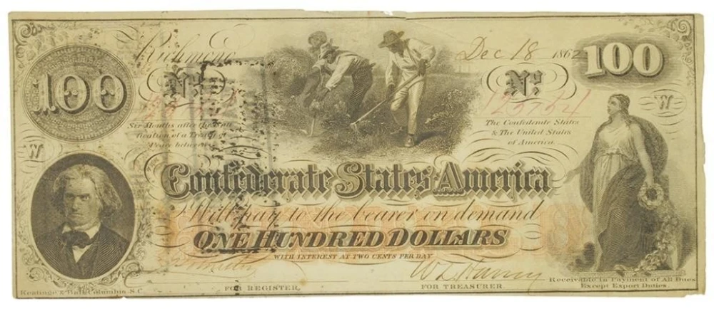 Confederate States. 1862 $100 Note