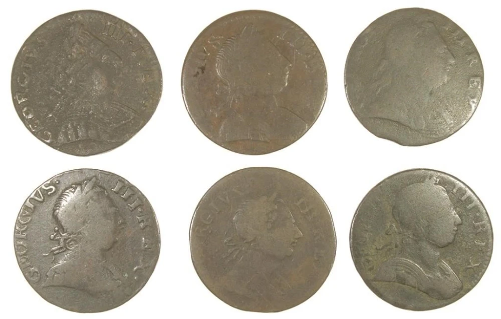 Great Britain. Six Counterfeit George III Coppers