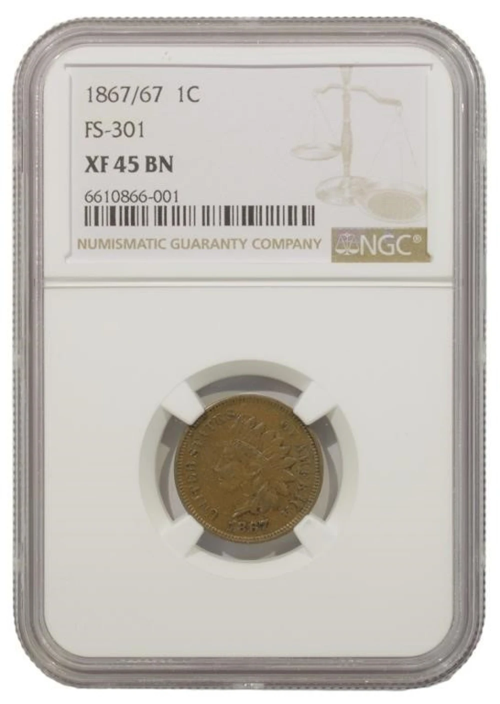 Choice EF 1867/67 Indian Cent