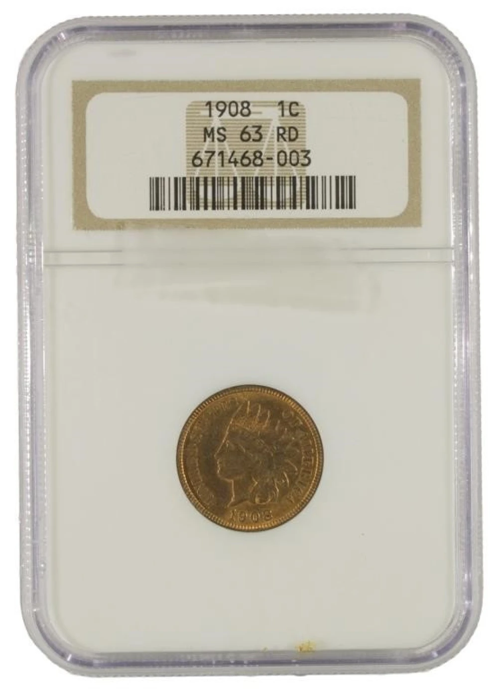 Choice Red Unc 1908 Cent