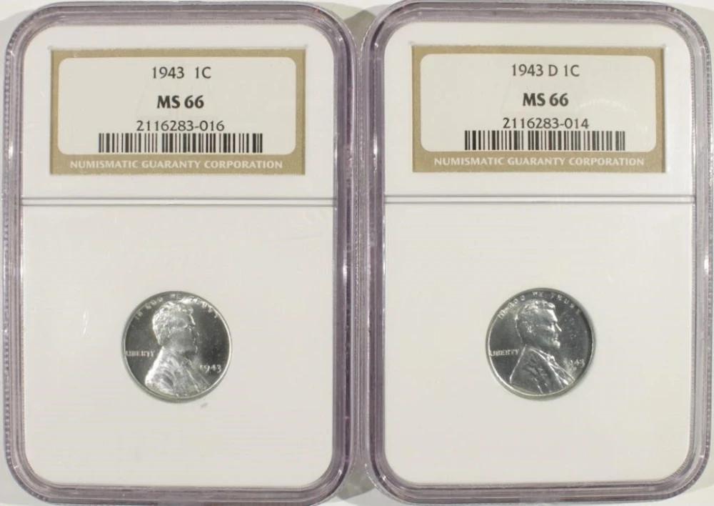 Pair of Superb Gem 1943 Steel Cents