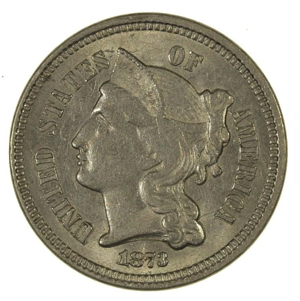 Very Choice AU 1873 Nickel Three-Cents