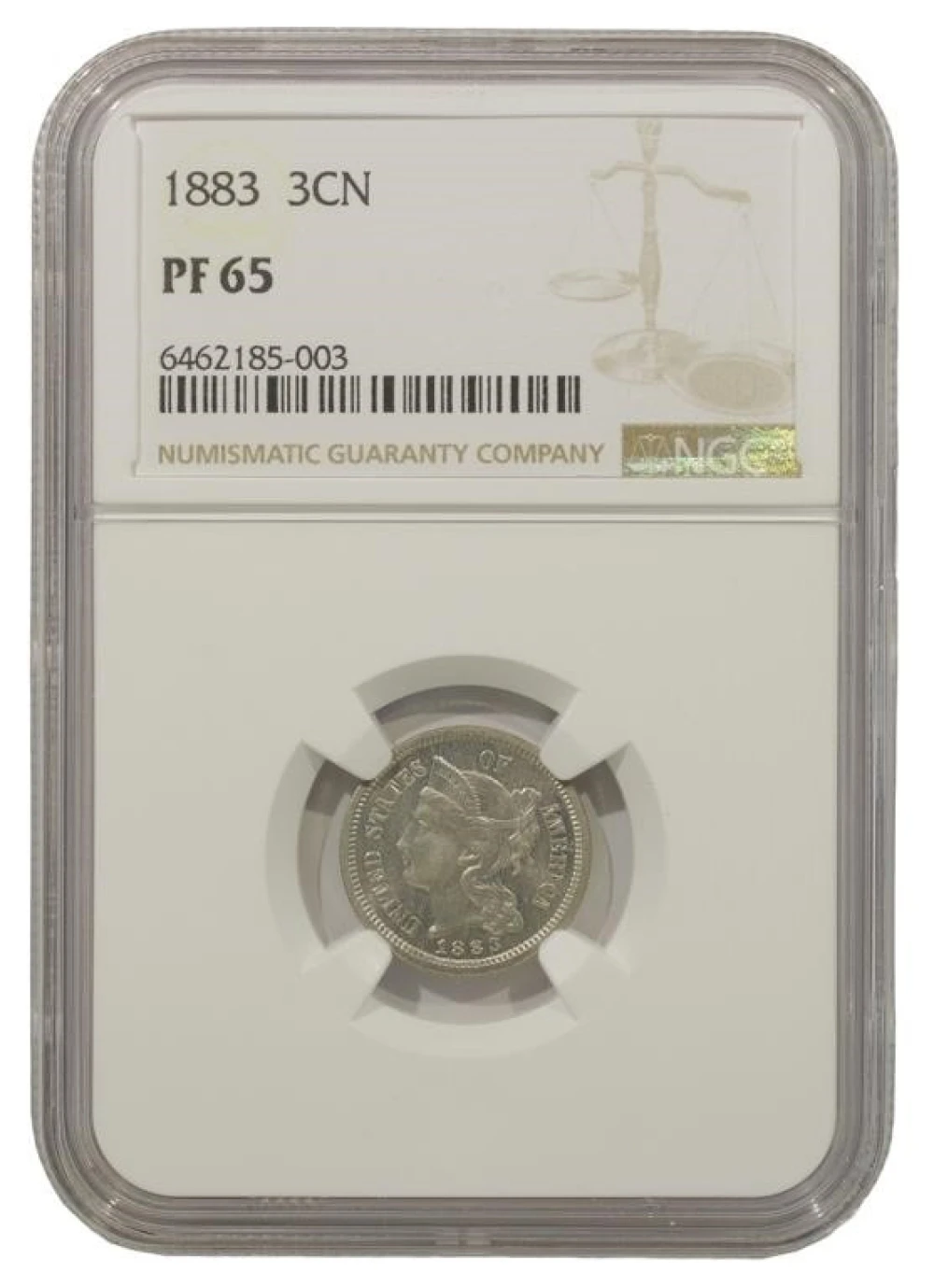 Gem Proof 1883 Nickel Three-Cents