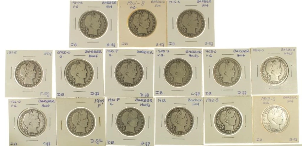 15 Different Barber Half Dollars