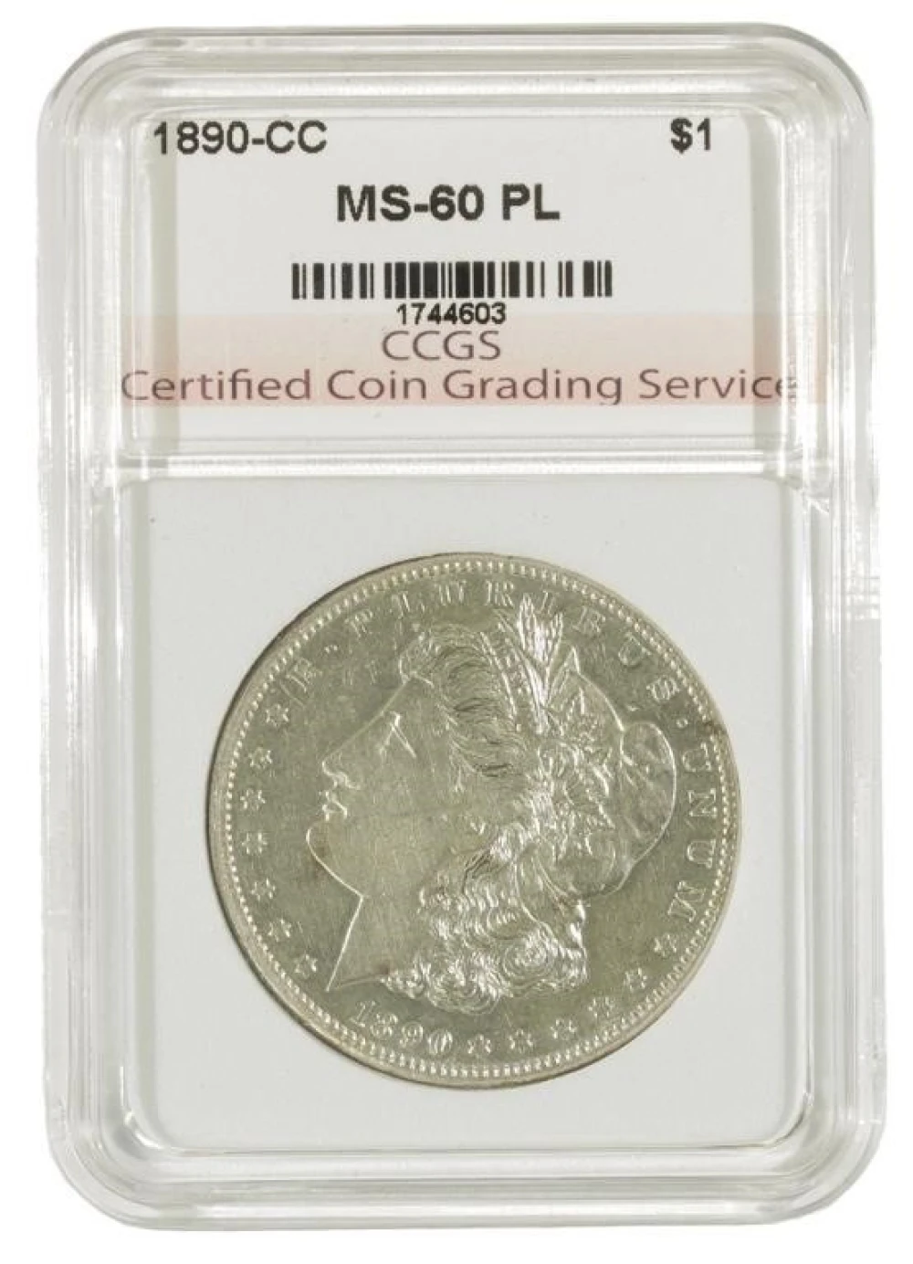 Choice PL AU 1890-CC Morgan Dollar
