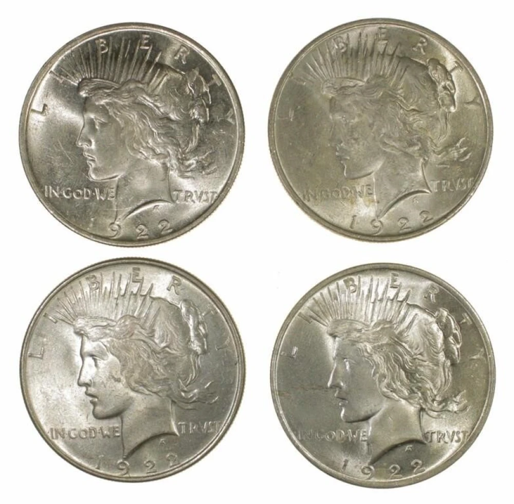 Quartet of Choice Mint State 1922 Peace Dollars