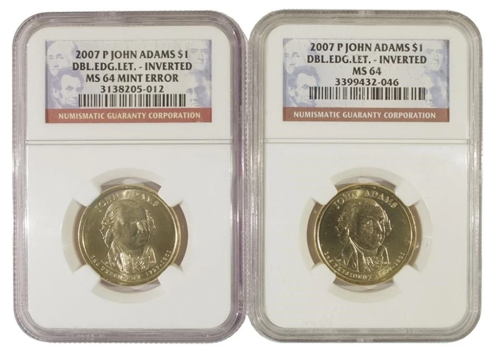 Pair of 2007-P John Adams Mini-Dollar Error